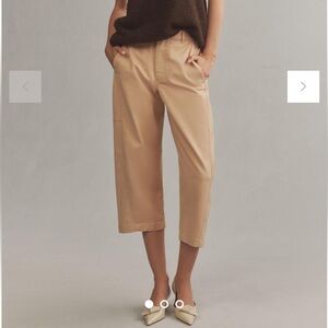 Anthropologie x Maeve Khaki Curved Cropped Chino Pants